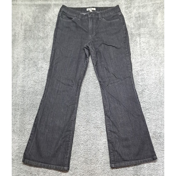 Jeanstar Jeans Womens Sz 10 Flared Leg Denim Black Stretch Distressed Mid-Rise - Picture 2 of 12